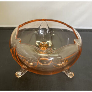 Vintage Lancaster Petal Pink 3 Footed Rose Bowl Trinket Dish Candy Bowl 4" x 6"